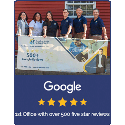 Chiropractor Milford CT Matthew Paterna With Team Google Review Badge